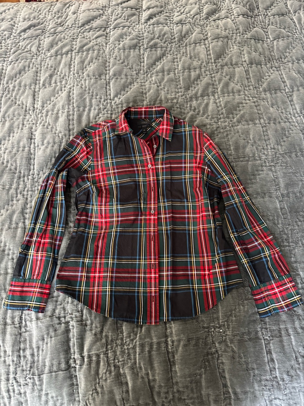 J. Crew Red, Black & Blue Plaid Button-Down Cotton fitted Shirt 8P